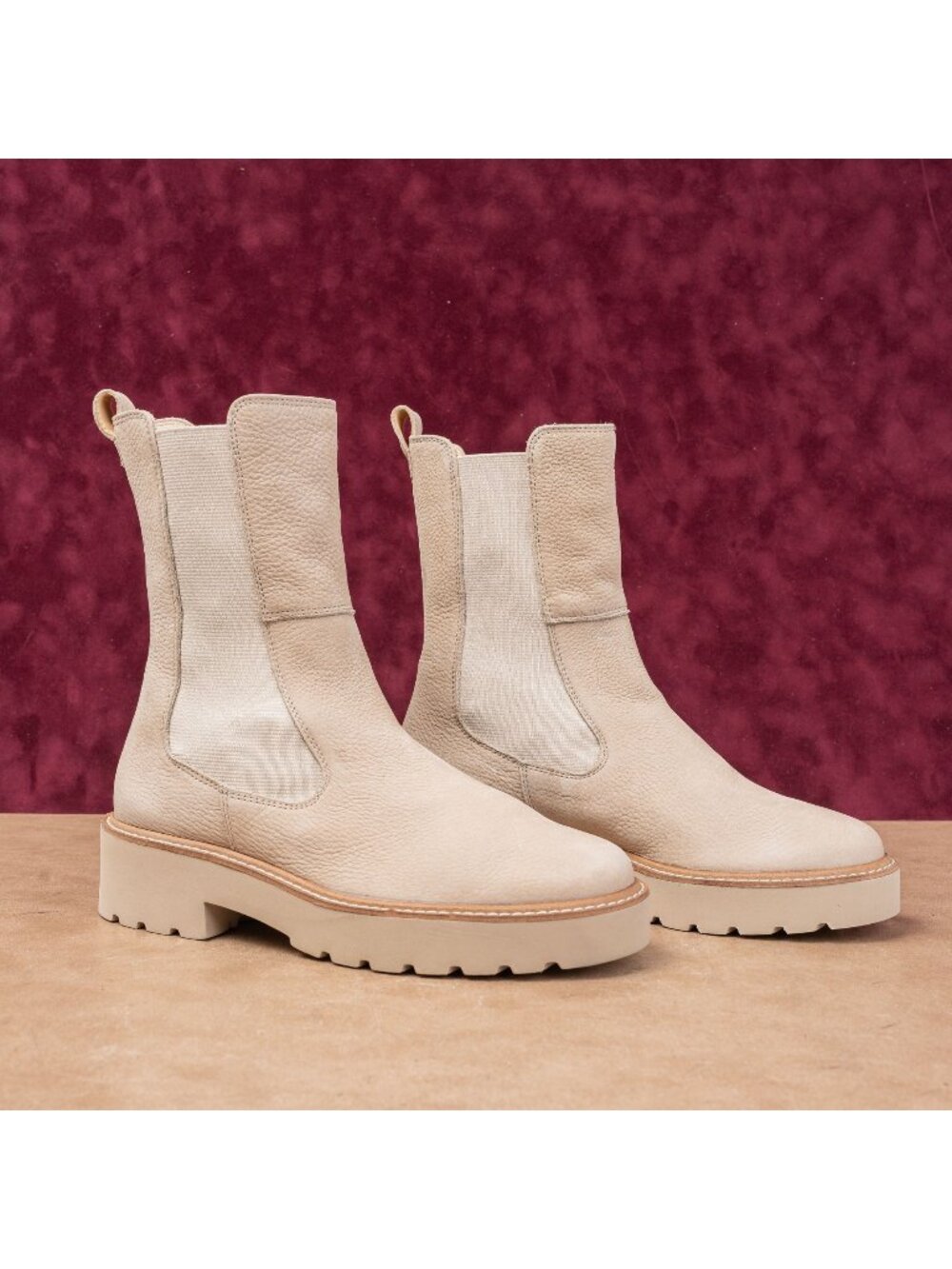 Paul Green Women James Beige Leather Festival Fashion Chelsea Boots 6.5US AUS 4
